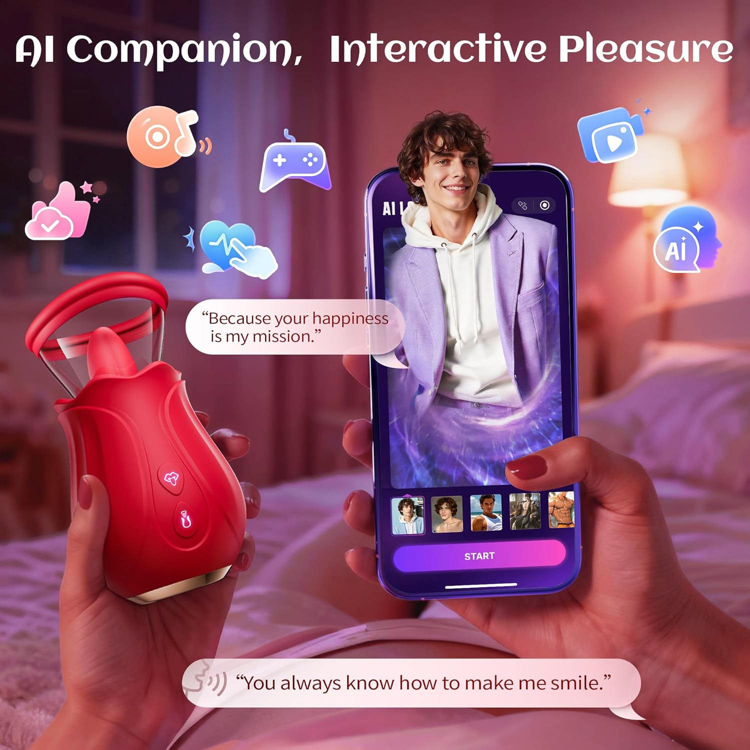 PetalyaX AI Rose Vibrator 7 Suction 10 Licking Modes