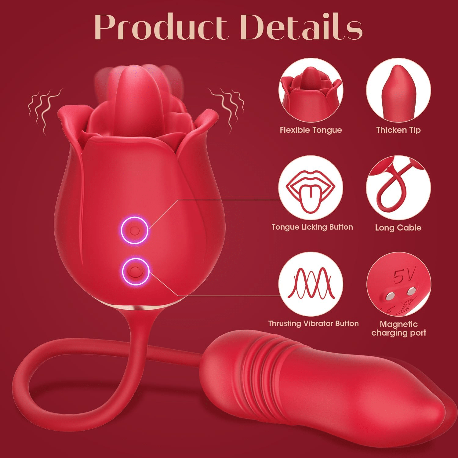 RoselleX AI Rose Thrust Vibrator 9 Lick 9 Thrust