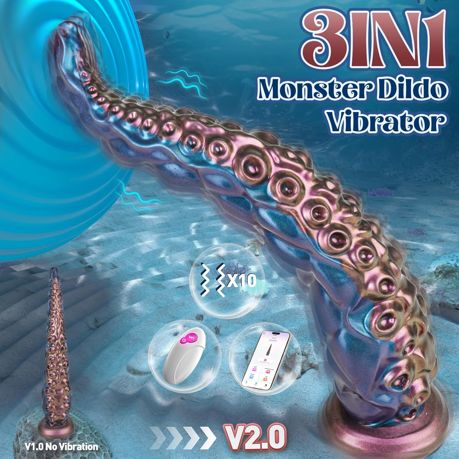 KrakenyX AI Tentacle Dildo Vibrator 10 Modes App Control