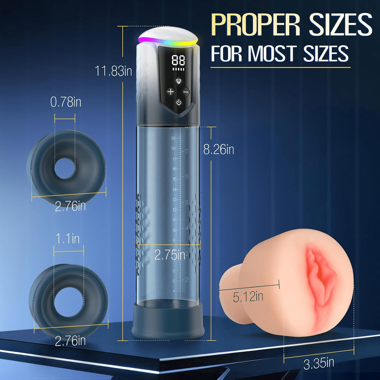 AquaBurst Penis Pump 5 Modes Burst LCD Display