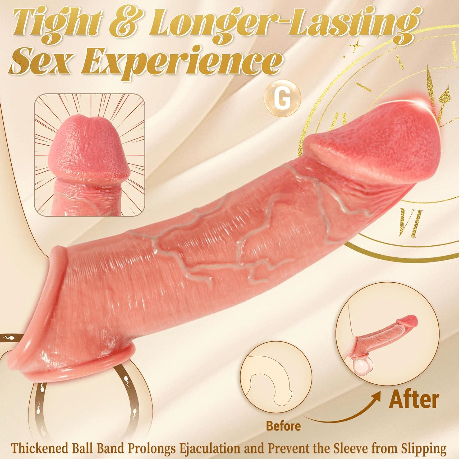 TitanGlans Penis Sleeve 8.5” Silicone Glans Girth Extender