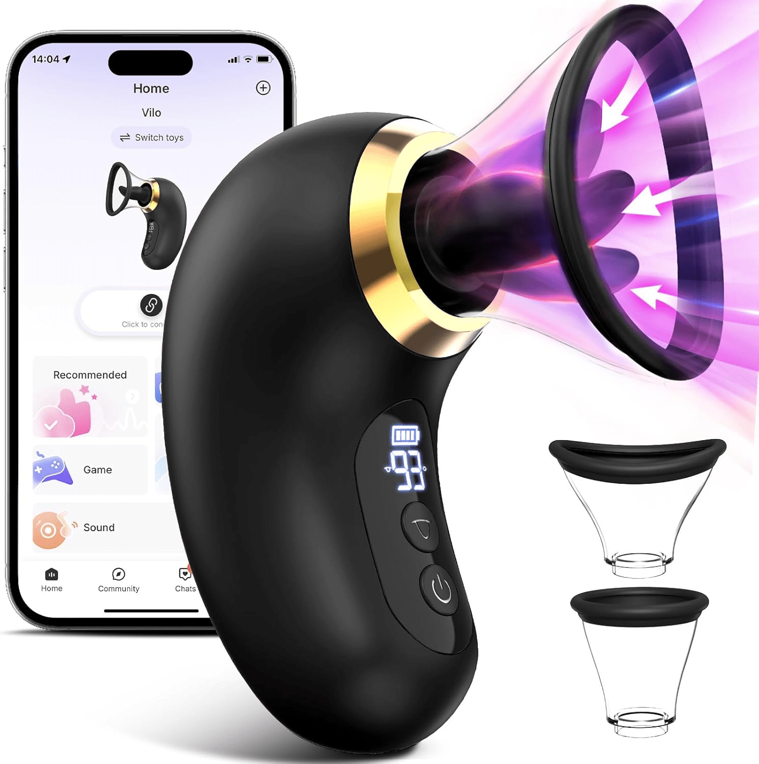ObsidiaSync AI Rose Wand Clit Sucker LCD App Waterproof