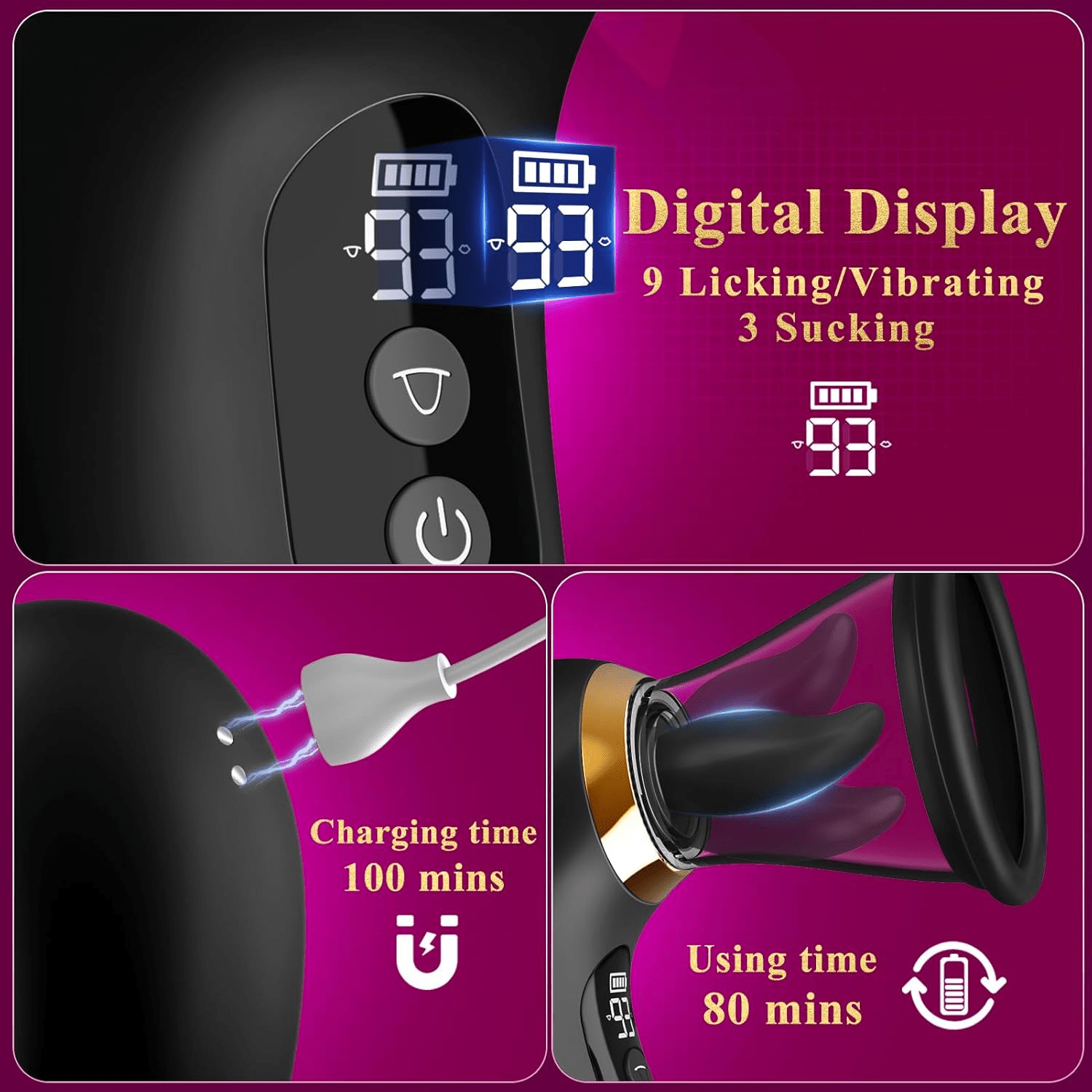 ObsidiaSync AI Rose Wand Clit Sucker LCD App Waterproof