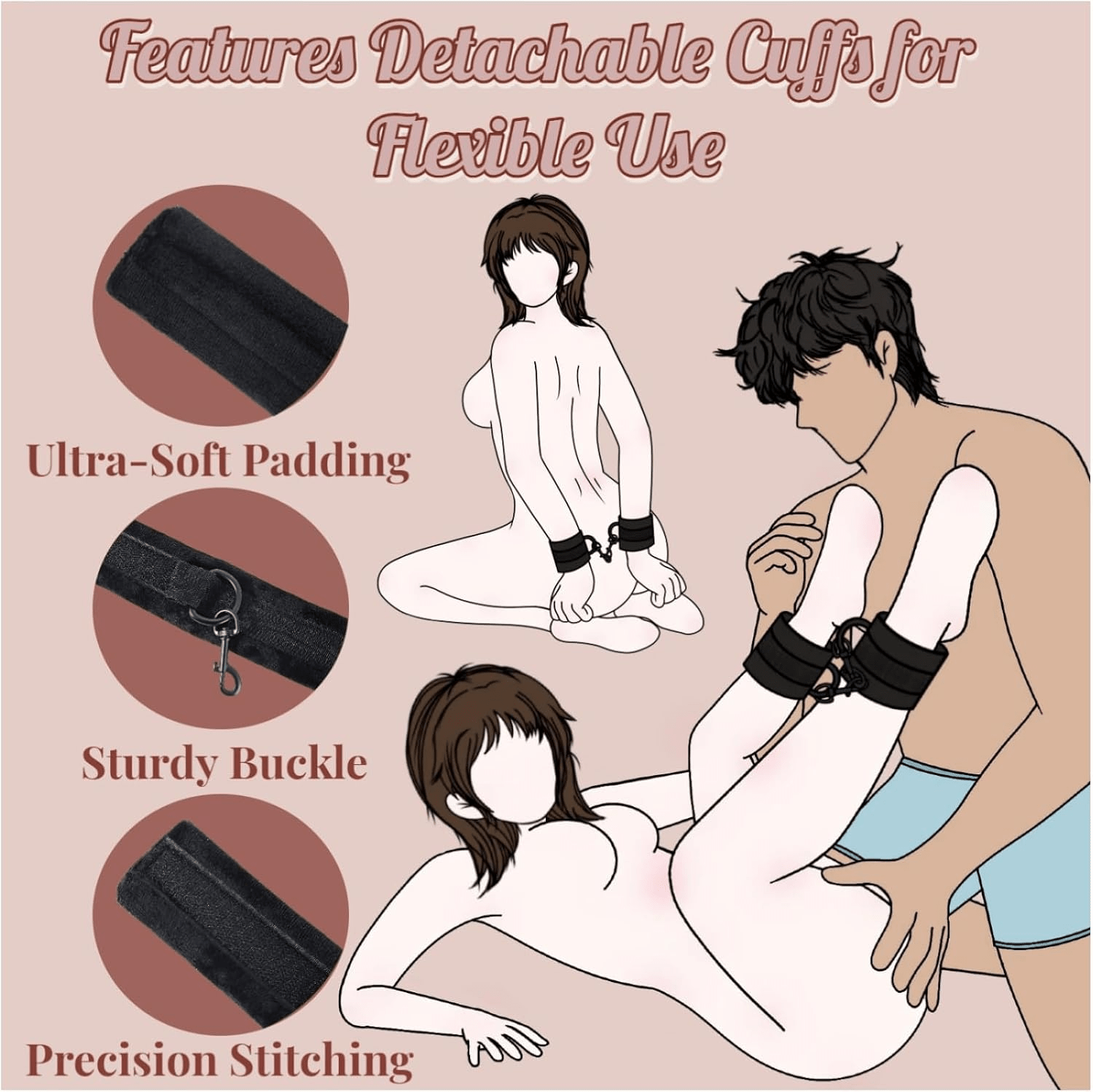 VelvaBond Foam Positioning Wedge Pillow with Handcuffs Support