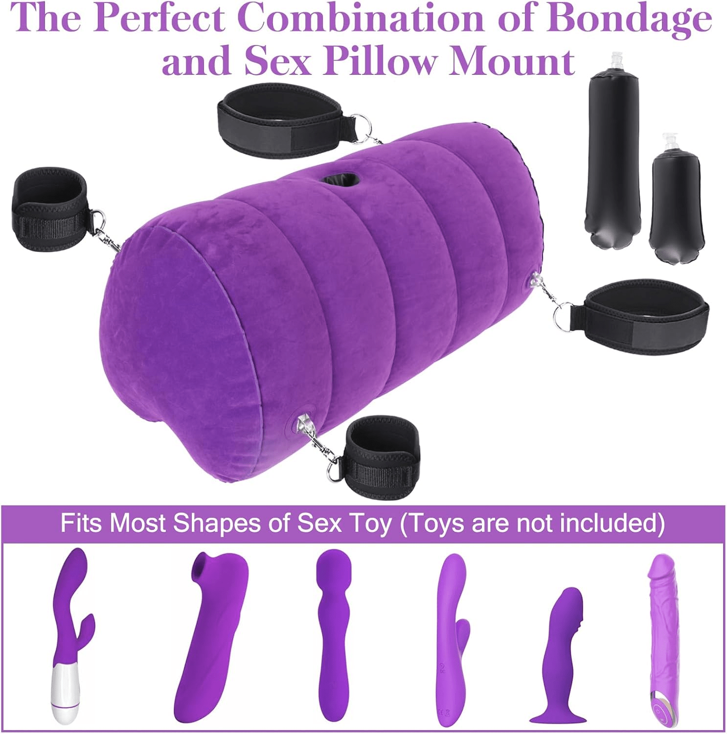 HeartLock Inflatable Dildo Mount Pillow with Cuffs Set