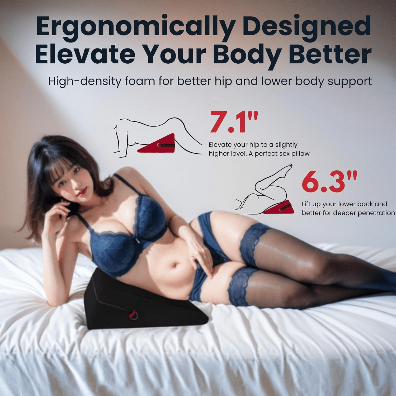ElevateBond 30° Foam Positioning Sex Pillow with Handcuffs