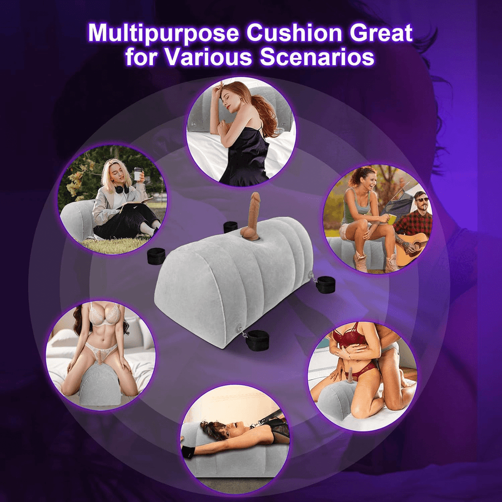 DominaLift Inflatable BDSM Pillow with Dildo Mount & Cuffs