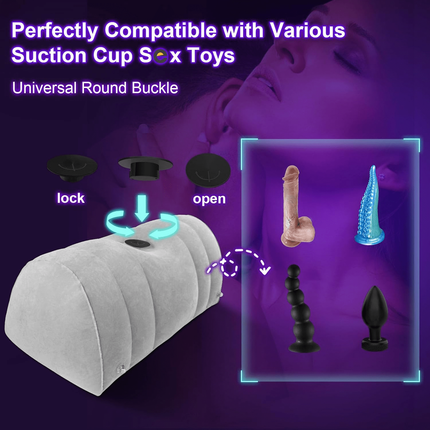 DominaLift Inflatable BDSM Pillow with Dildo Mount & Cuffs