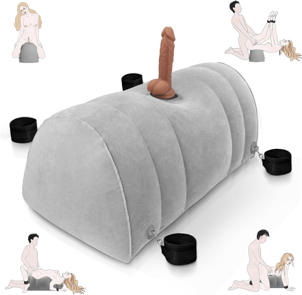 DominaLift Inflatable BDSM Pillow with Dildo Mount & Cuffs