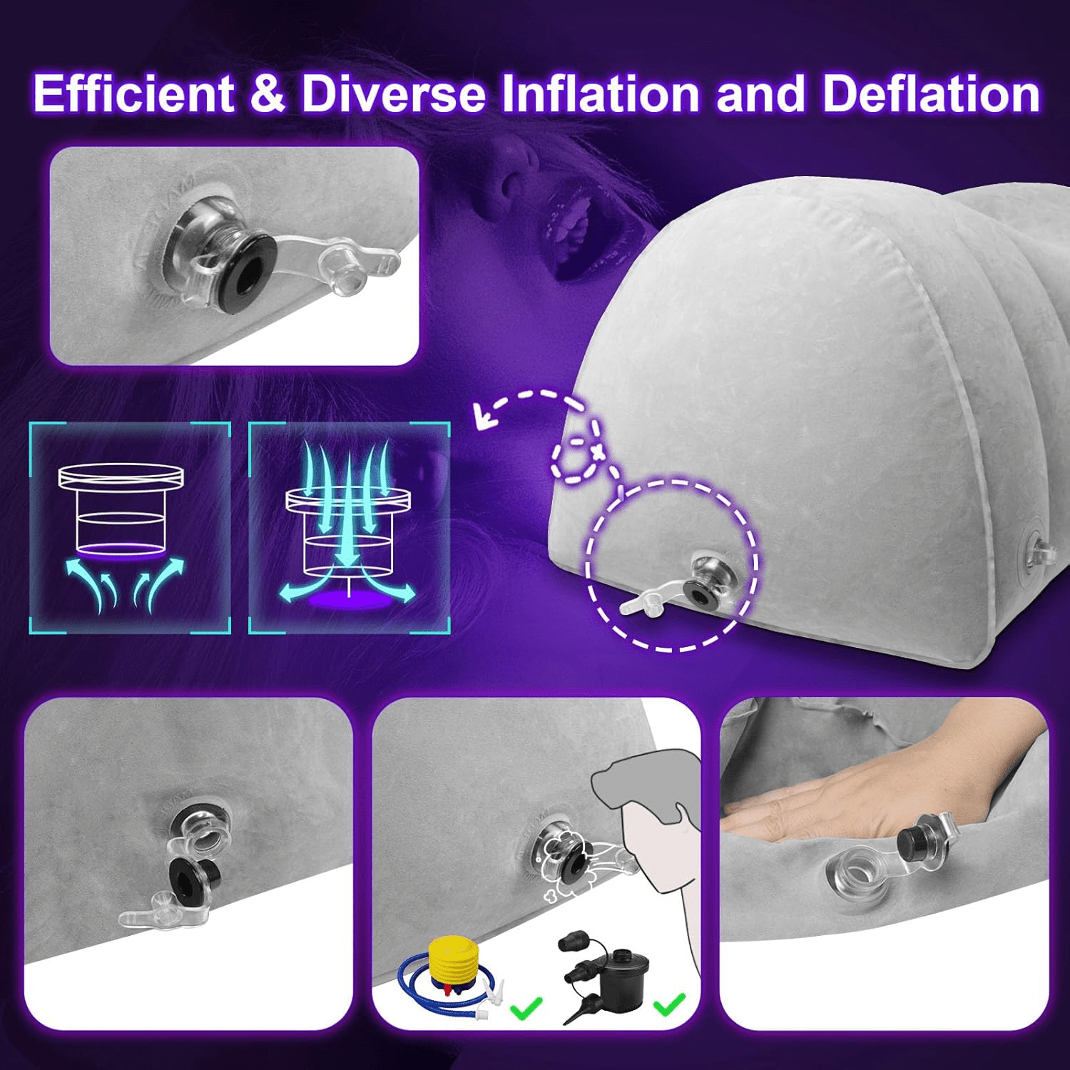 DominaLift Inflatable BDSM Pillow with Dildo Mount & Cuffs