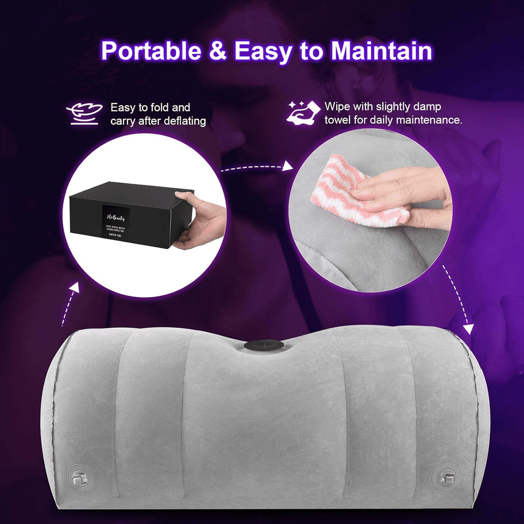 DominaLift Inflatable BDSM Pillow with Dildo Mount & Cuffs