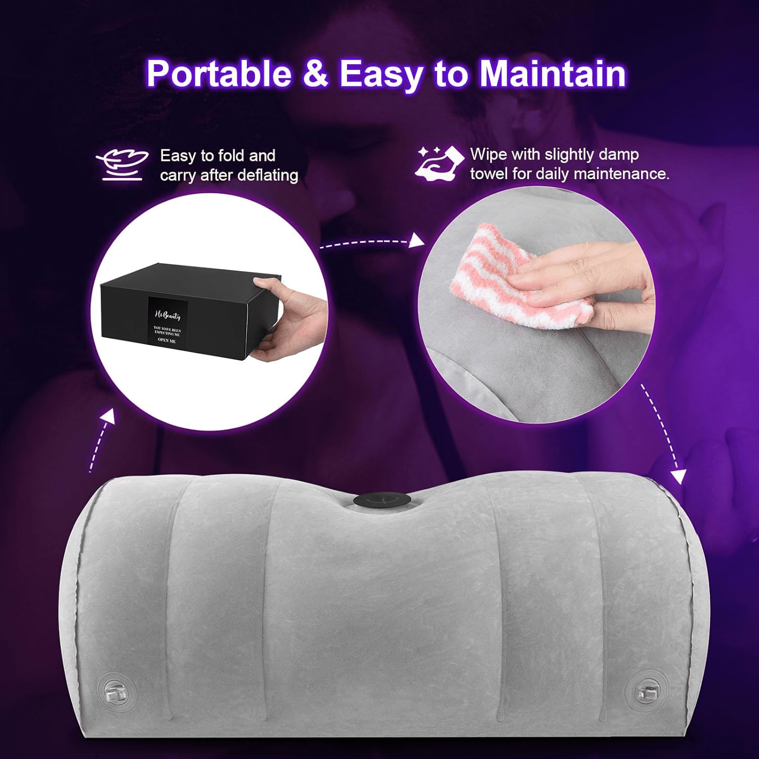 DominaLift Inflatable BDSM Pillow with Dildo Mount & Cuffs
