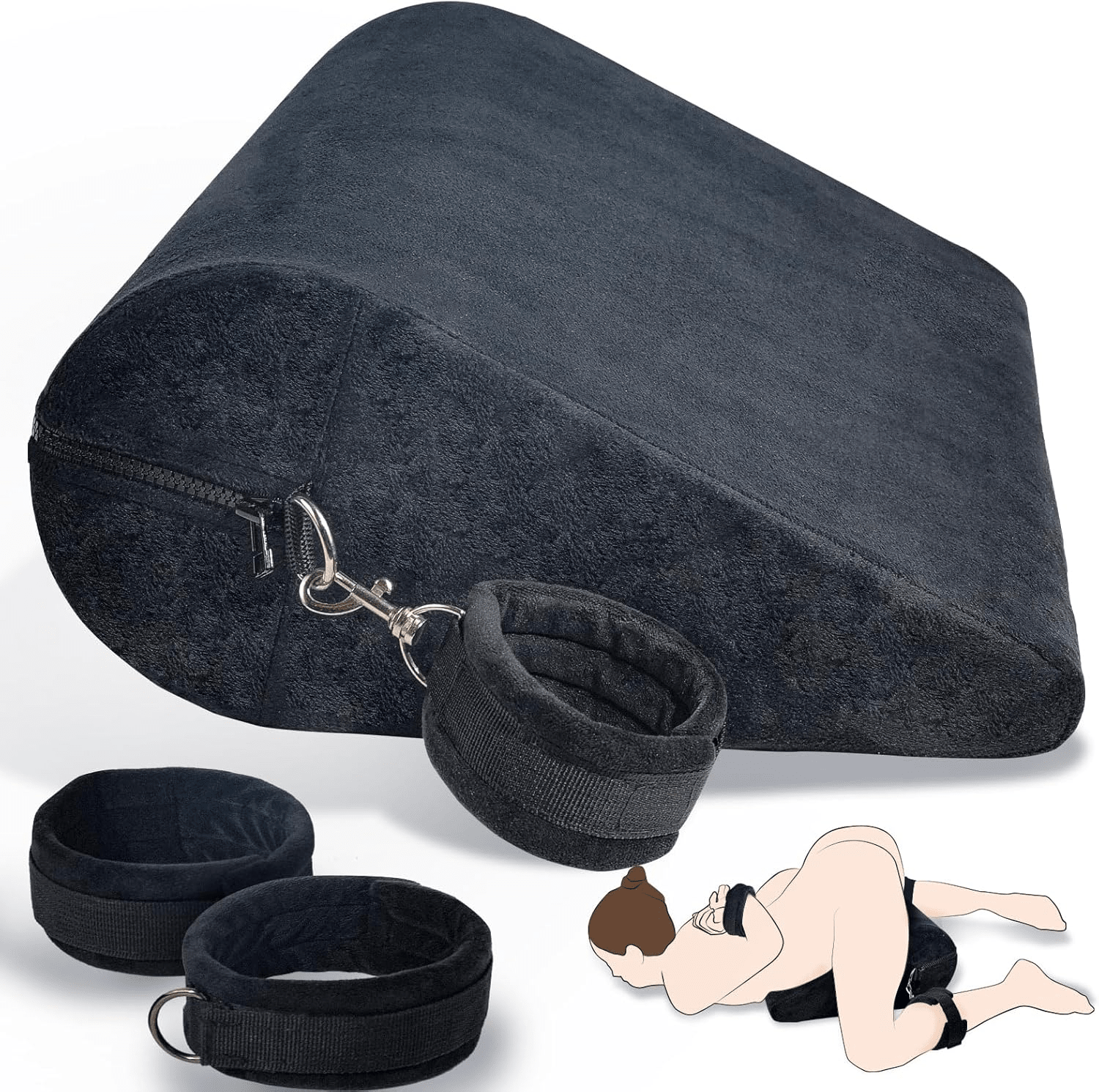 StrataBond BDSM Positioning Pillow with Wrist & Ankle Cuffs