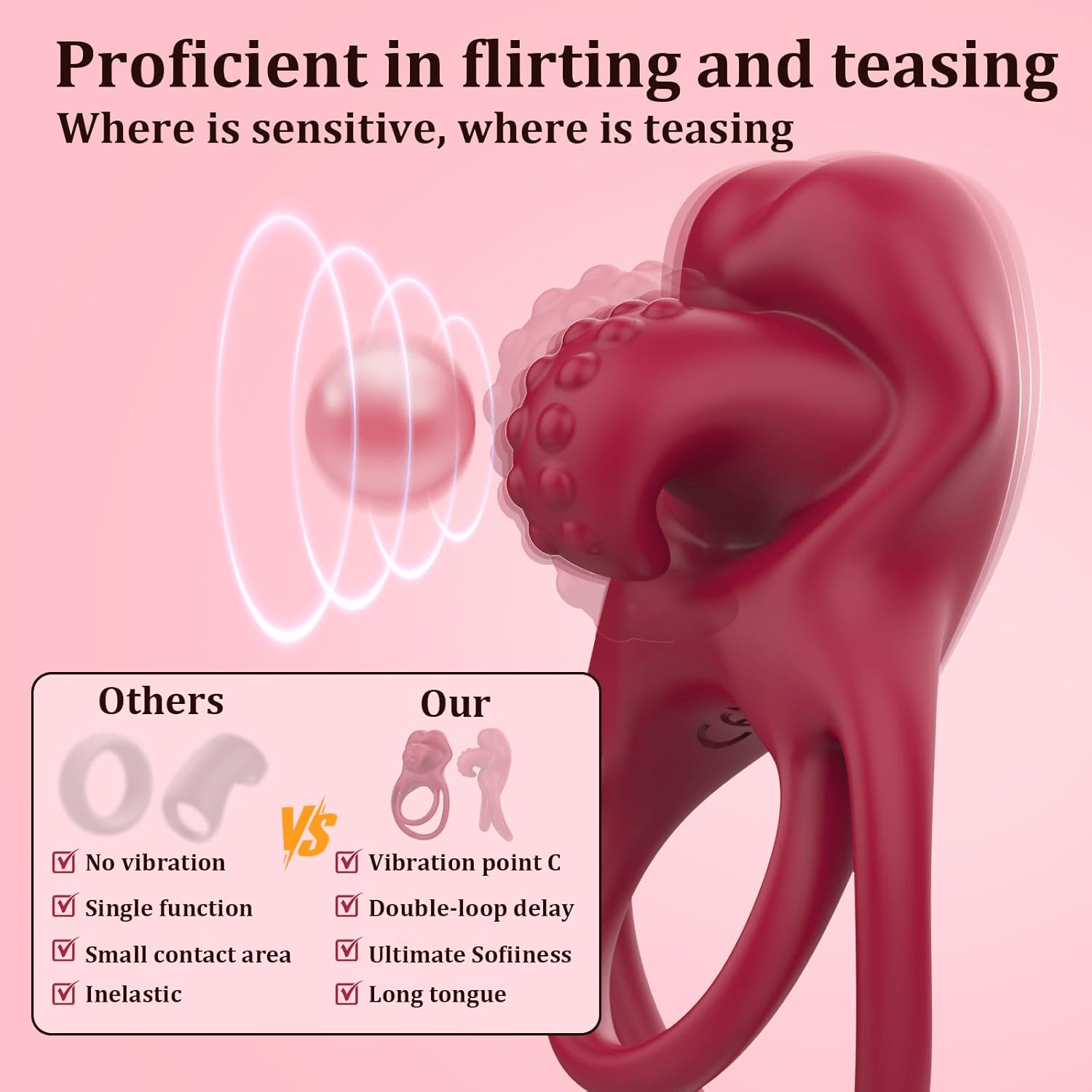 VinoFlex Wearable Cock Ring Clit Stimulator App Remote