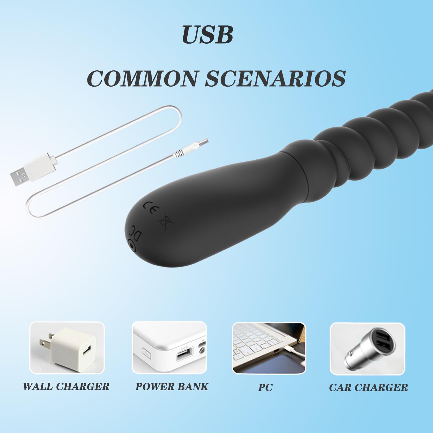 PulseGlow Vibrating Anal Beads Butt Plug Wand