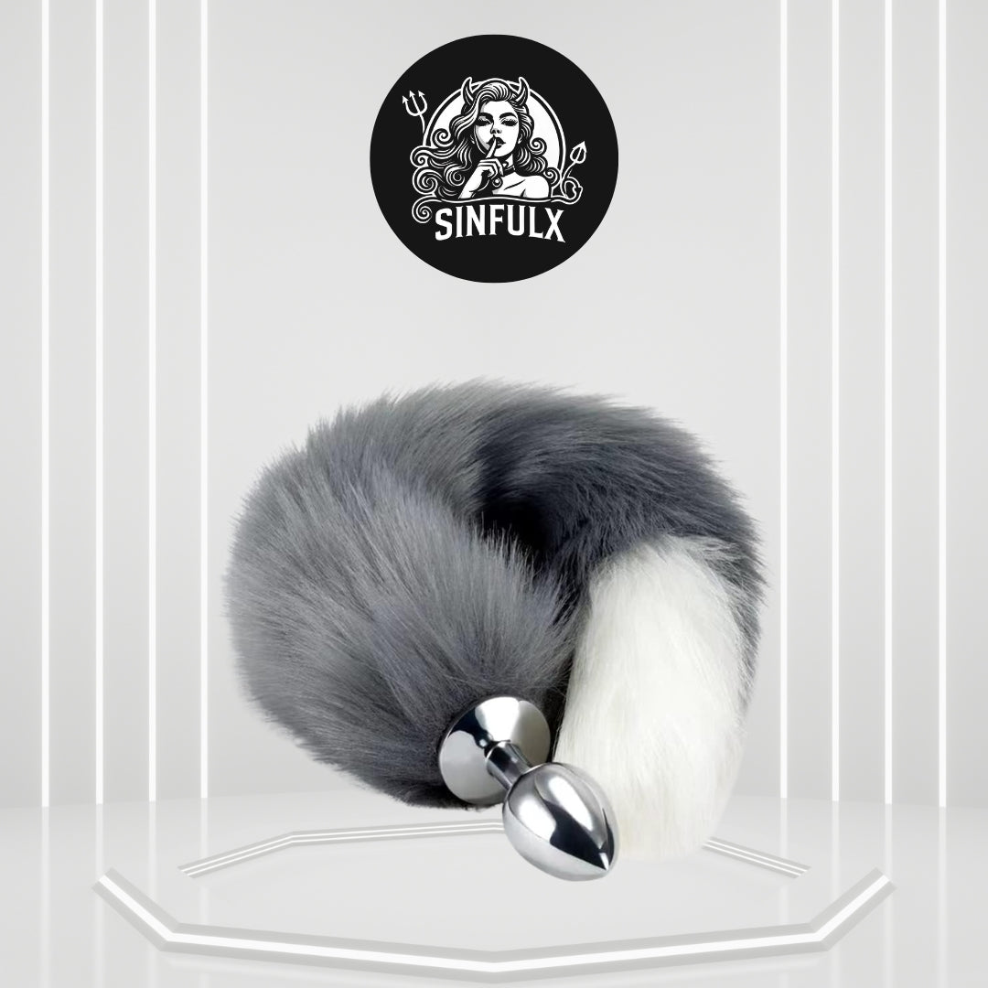 SilverFrost Small Steel Tail Butt Plug Gray White
