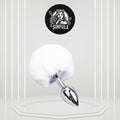 SnowBunny Small Bunny Tail Steel Butt Plug White