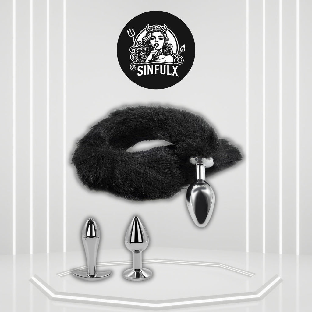 VixenForge Fox Tail Anal Plug Kit 2 Steel Plugs Trainer