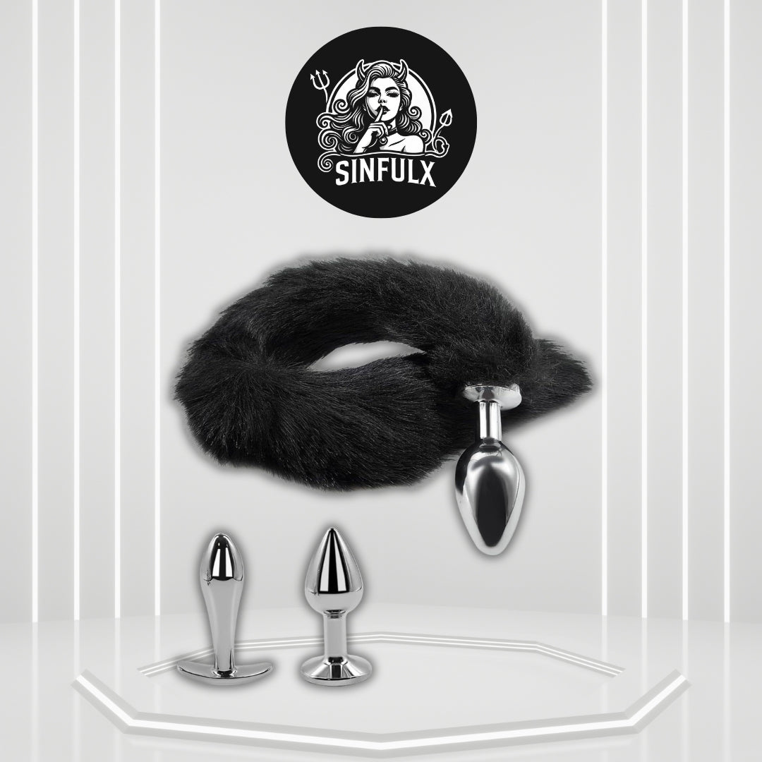VixenForge Fox Tail Anal Plug Kit 2 Steel Plugs Trainer