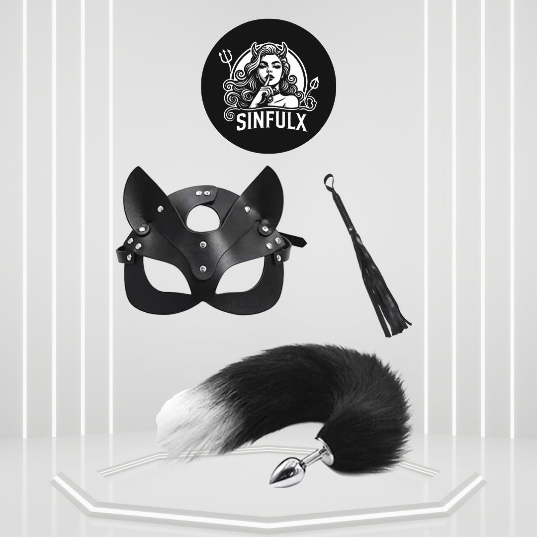 FeralFox Fox Tail Plug Mask Whip BDSM Set