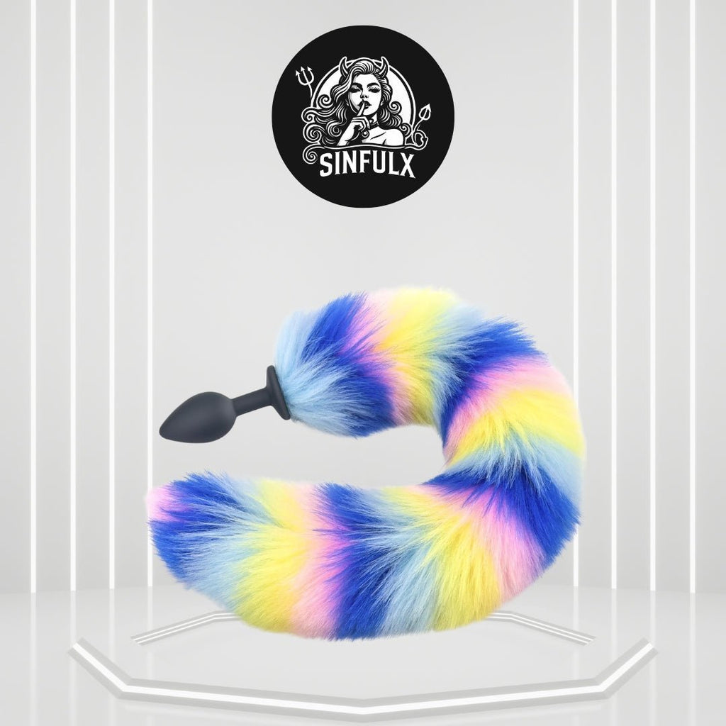 CandyFox Black Silicone Fox Tail Plug Colorful 15.7"