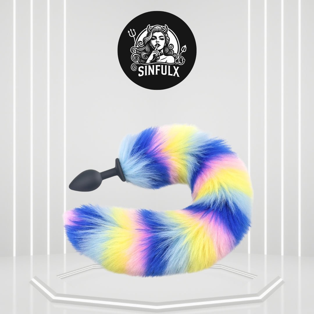 CandyFox Black Silicone Fox Tail Plug Colorful 15.7"