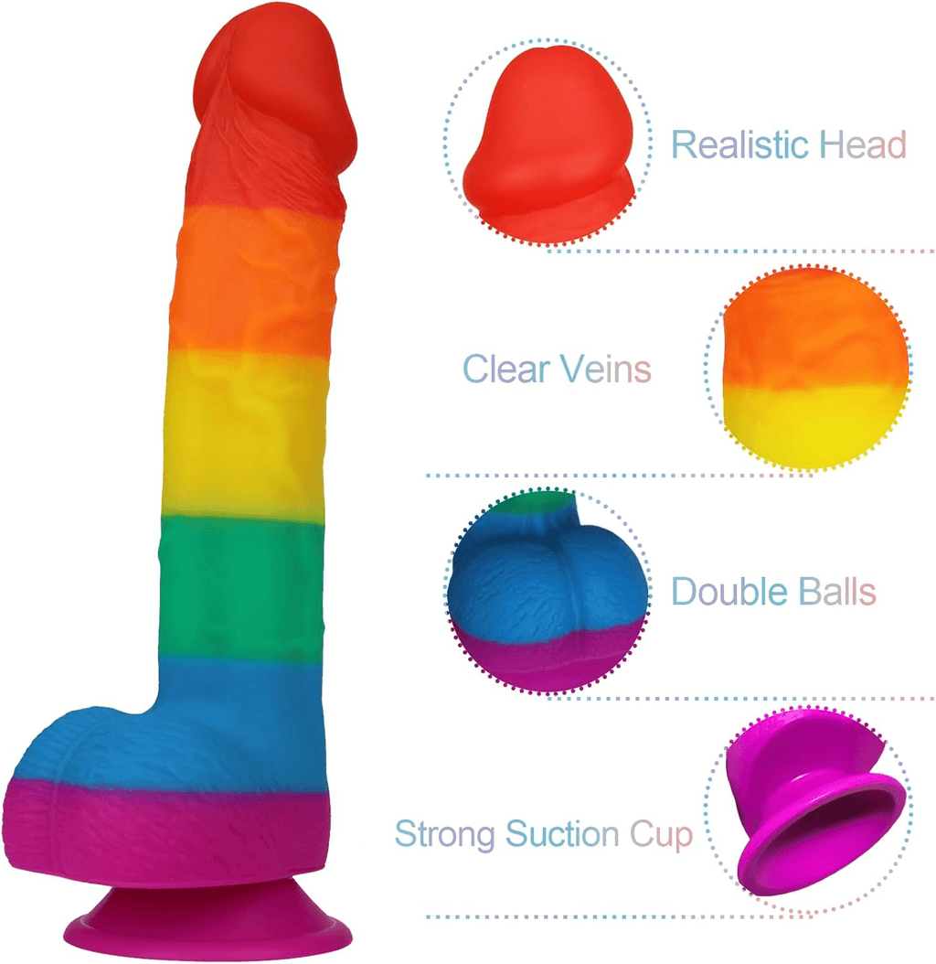 PrismCore 9.3” Rainbow Silicone Dildo Suction Cup G-Spot