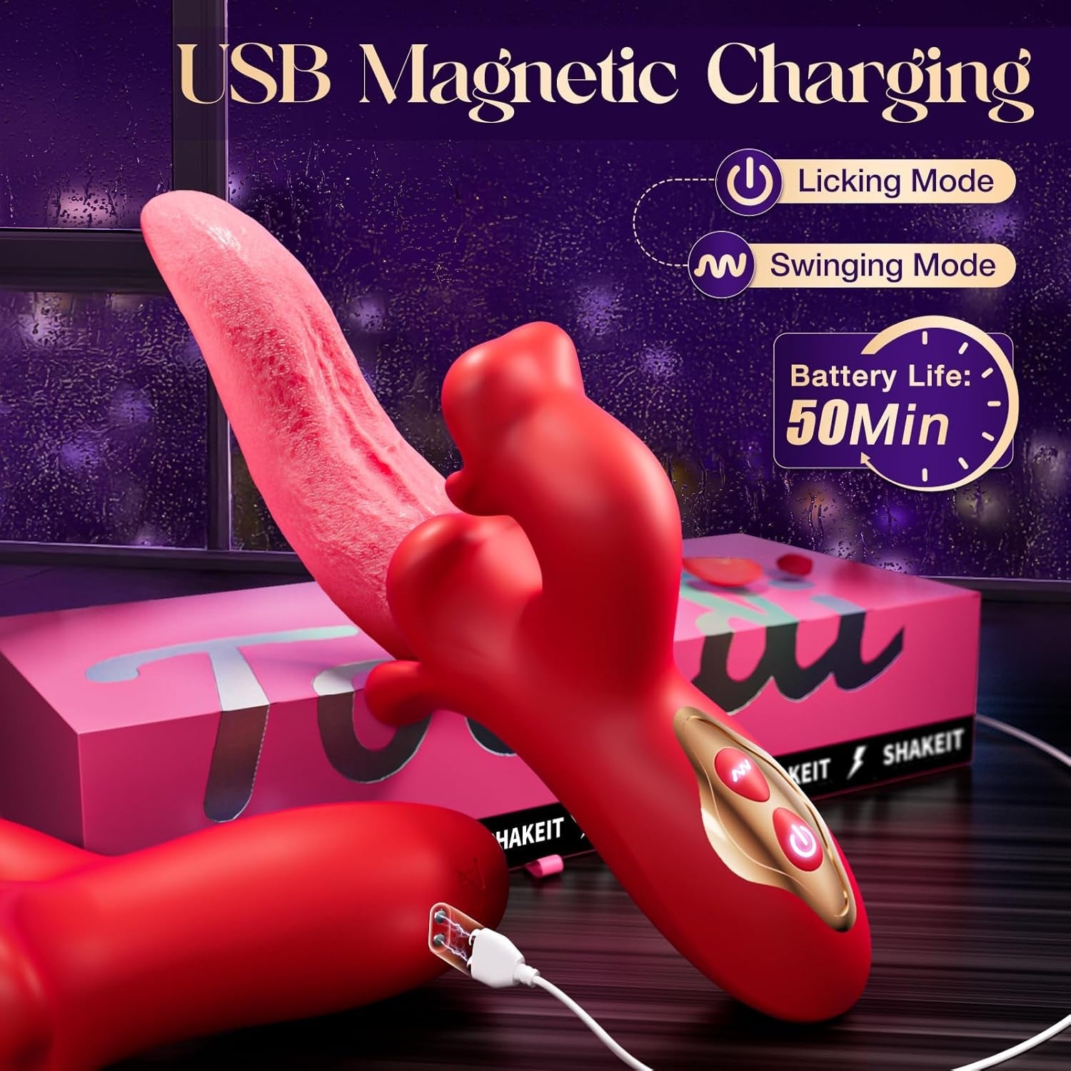 ElyraSwing Tongue Rabbit Vibrator 9 Modes G-Spot Toy