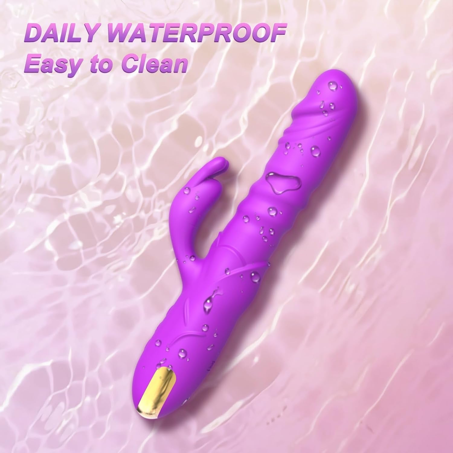 RoseAura Thrusting Rabbit Vibrator 3 Thrust 10 Modes Silicone