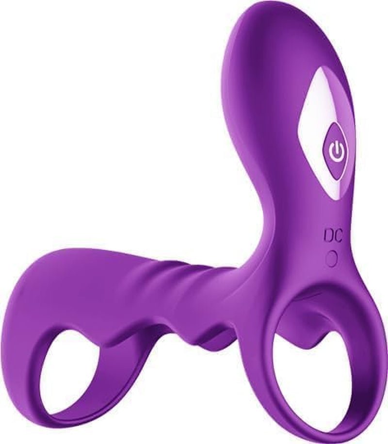 VioletCoreX Purple Cock Ring Clit Vibrator 10 Modes Dual Ring