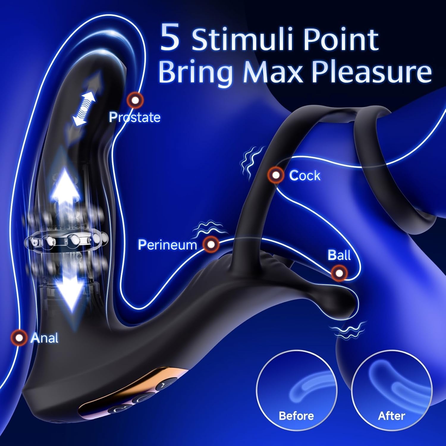 CoreSlide Prostate Massager Cock Ring 9 Modes Thrusting