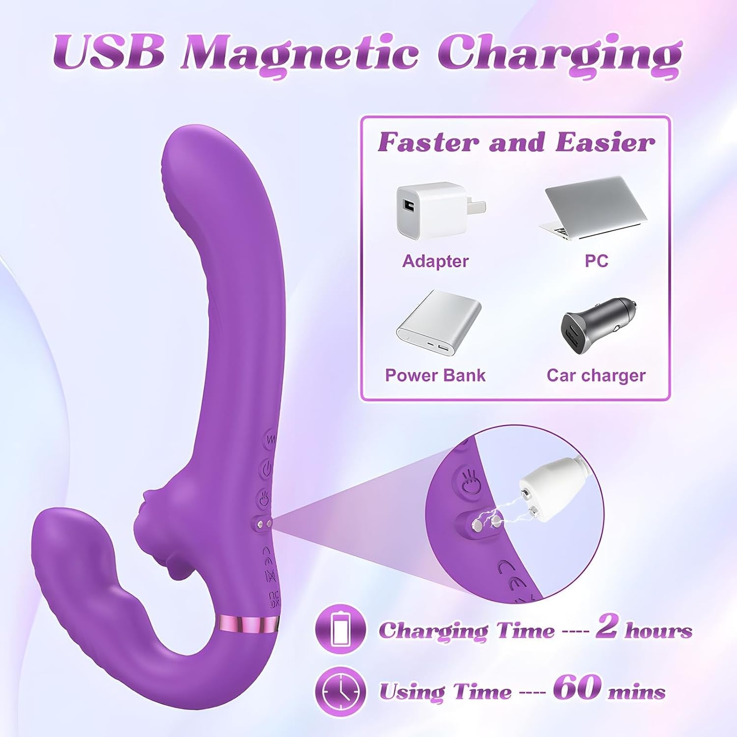 VeloraSync Strapless Strap On Double Ended Vibrator