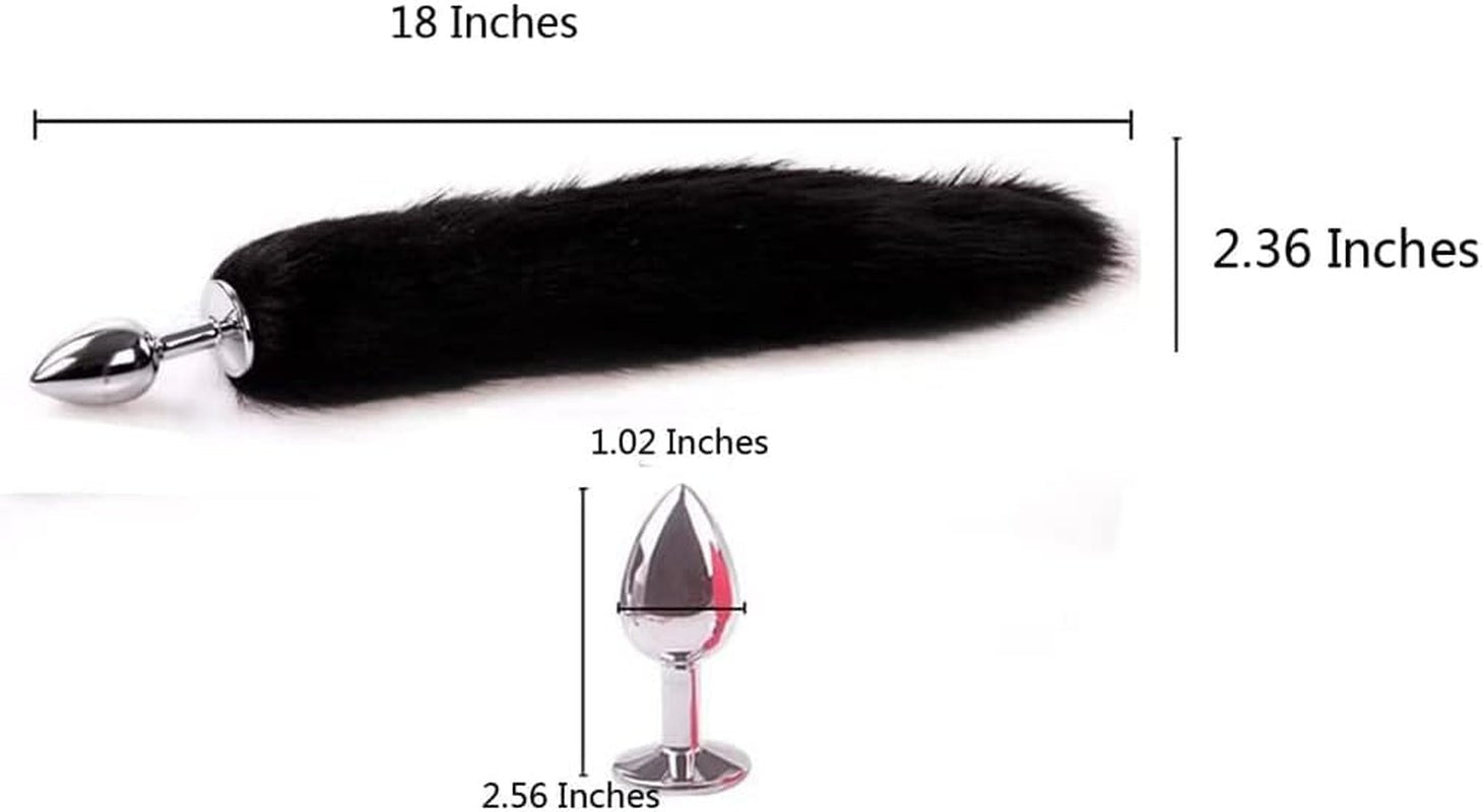 ObsidianTail Black Fox Tail Steel Butt Plug 18"