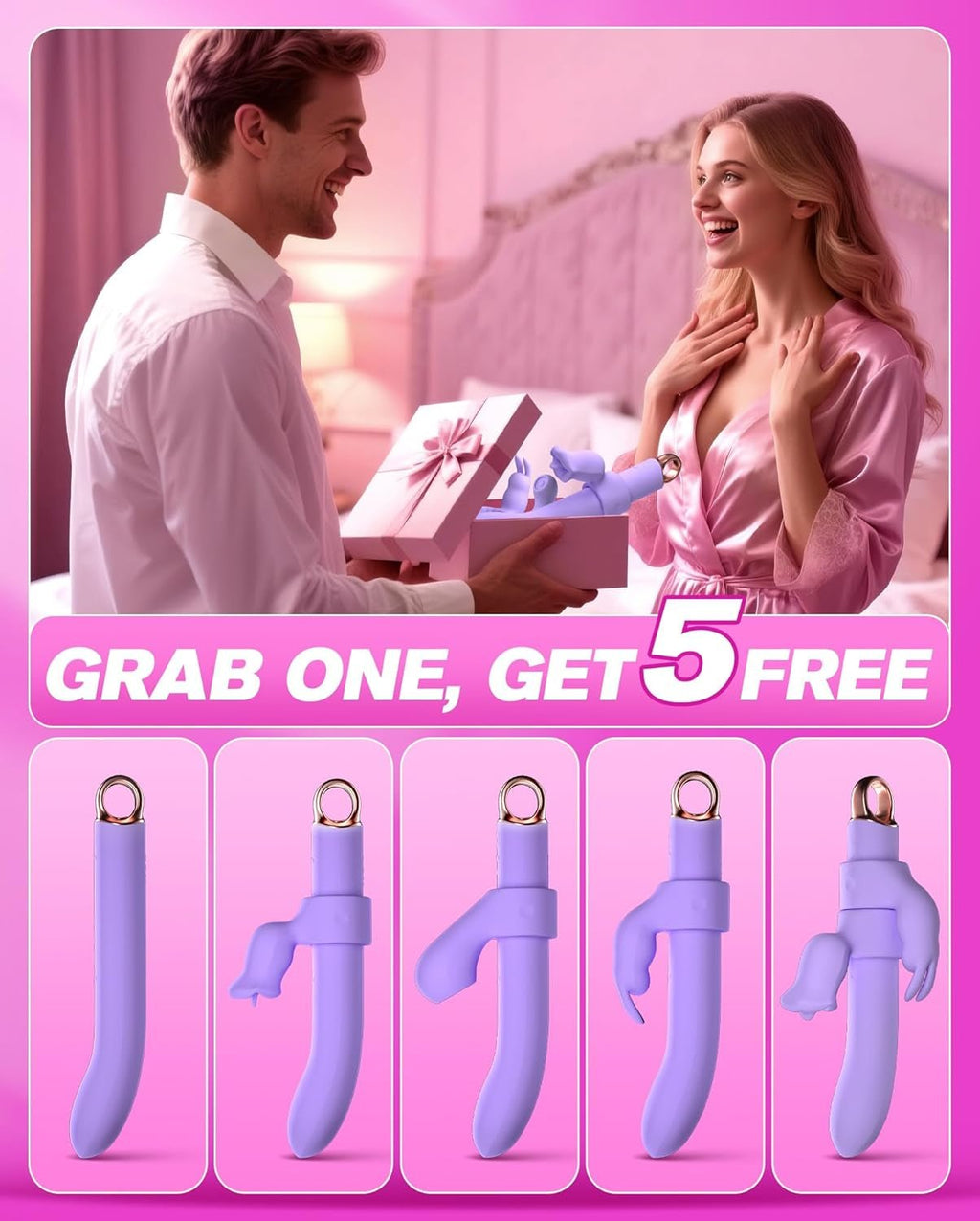 NoviraFlex Interchangeable Rabbit Licking Vibrator 63 Modes G-Spot