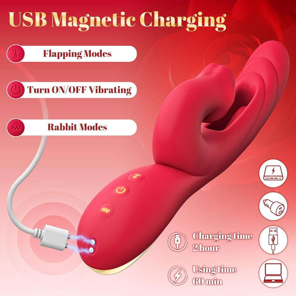 TriMode Rabbit Vibrator 3-in-1 Flapping Tongue 30 Modes