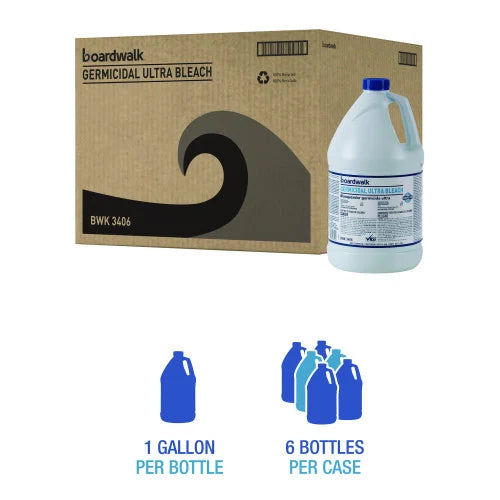 Boardwalk® Germicidal Ultra Bleach, 6 Gallon Bottles (BWK3406)