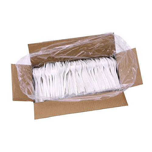 Boardwalk® Heavyweight Plastic Cutlery, Fork, WE, 1000 Pcs. (BWKFORKHWPPWH)