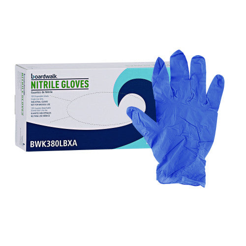 Boardwalk® Disposable Nitrile Gloves, Large, Blue, 4 mil, 1000/CT (BWK380LCTA)