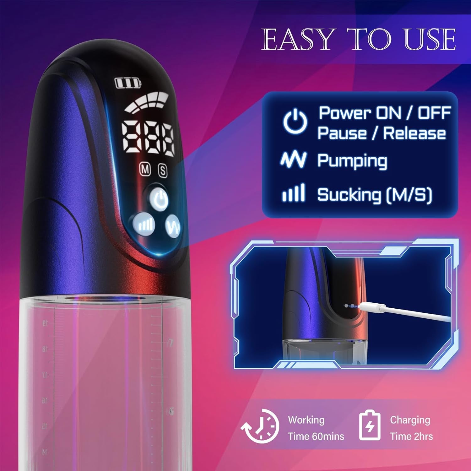 HydraFlux Penis Pump 4 Pressure & Suction Modes