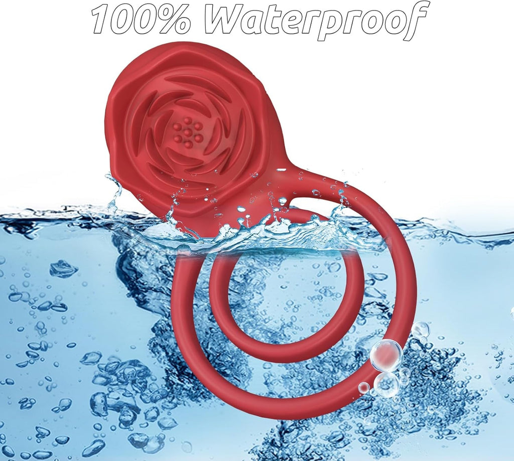 PetalGrip Rose Cock Ring Clit Stimulator 7 Modes Silicone