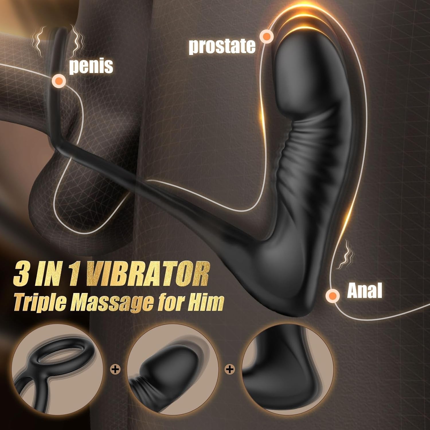 HeatCore Heating Prostate Massager Cock Ring 9 Modes Remote
