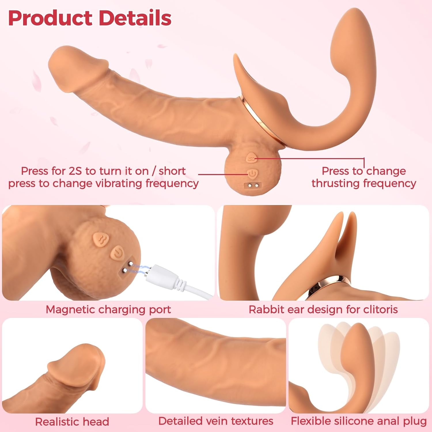FlexRide Strapless Strap On Thrusting Vibrator