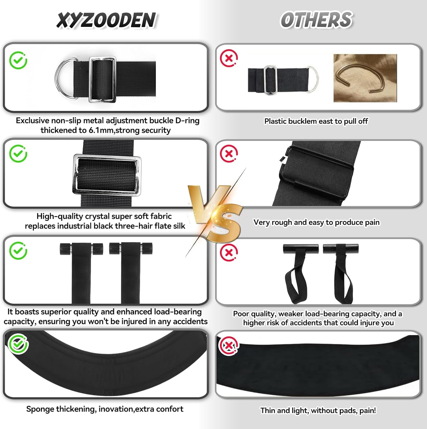 MidnightLift Door Sex Swing with Cushions & Straps