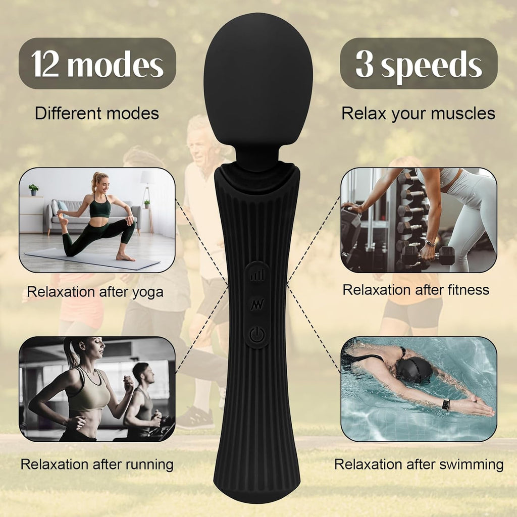 ShadowPulse Compact Wand Vibrator 12 Modes Waterproof