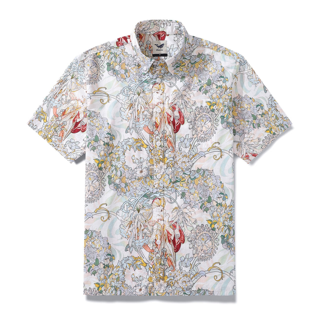 Camisa de hombre 100% algodón, pintada a mano, con estampado bonito y botones