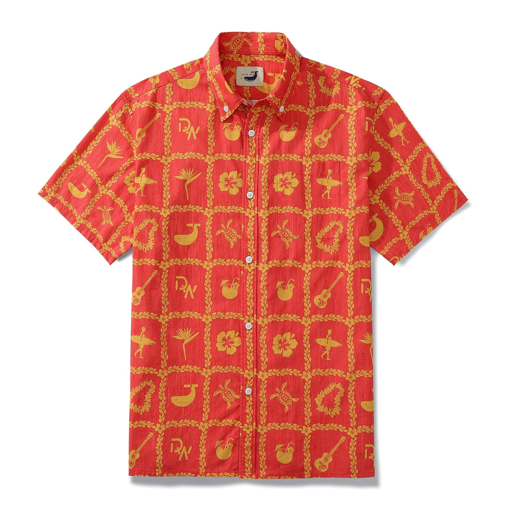 Camisa de Hombre Clásica con División en Nueve Cuadrados Vida Tropical