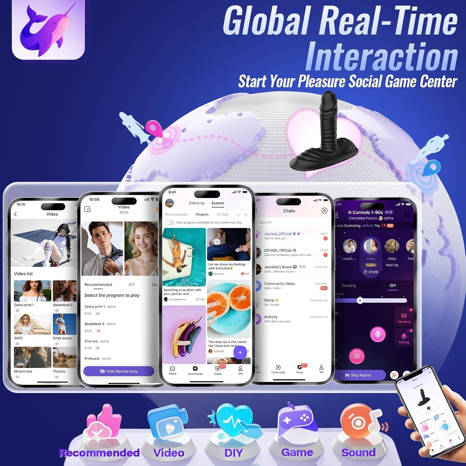 GravionX AI Prostate Massager Thrust Riding Vibrator Remote
