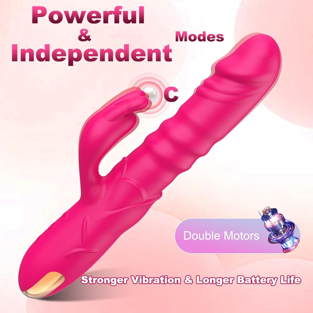 BlushAura Rose Thrusting Rabbit Vibrator 3 Thrust 10 Modes