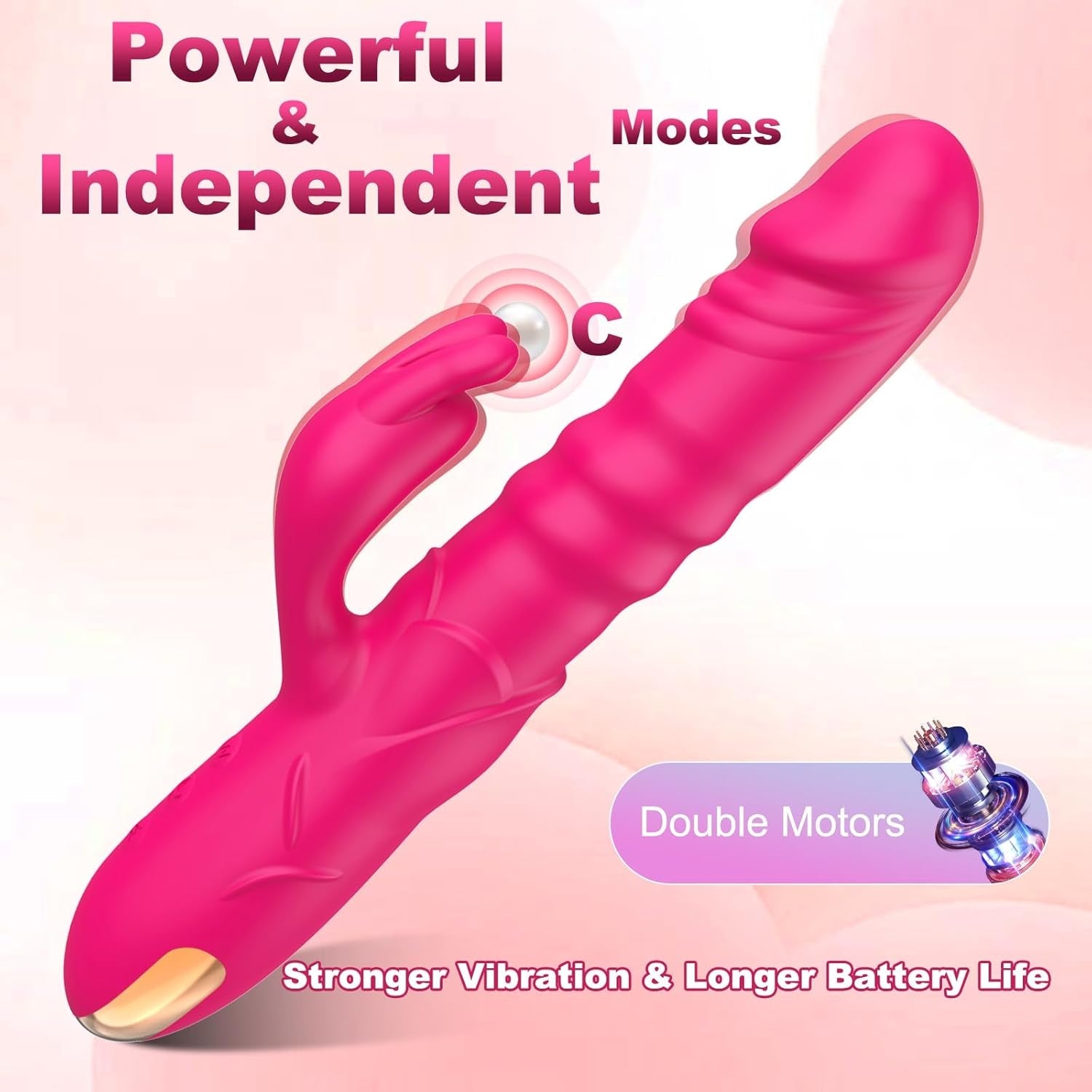 BlushAura Rose Thrusting Rabbit Vibrator 3 Thrust 10 Modes