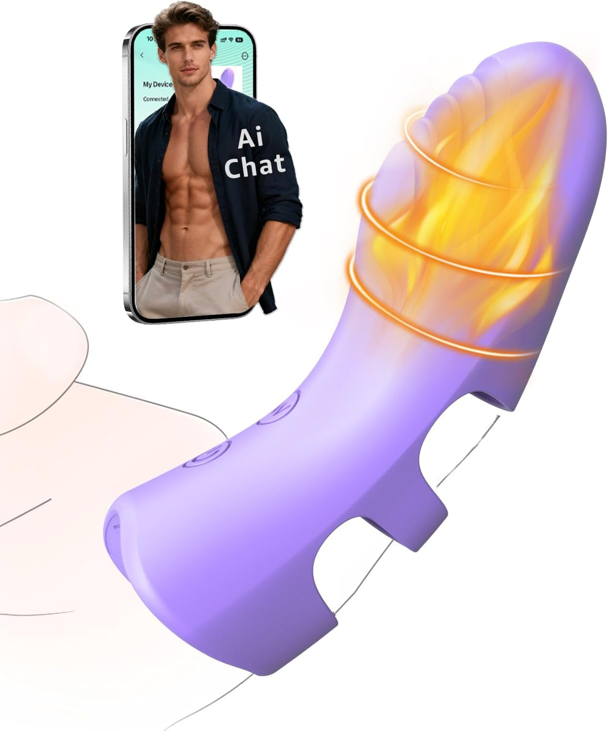HeatTouch App-Control Finger Vibrator with Heat & 10 Modes